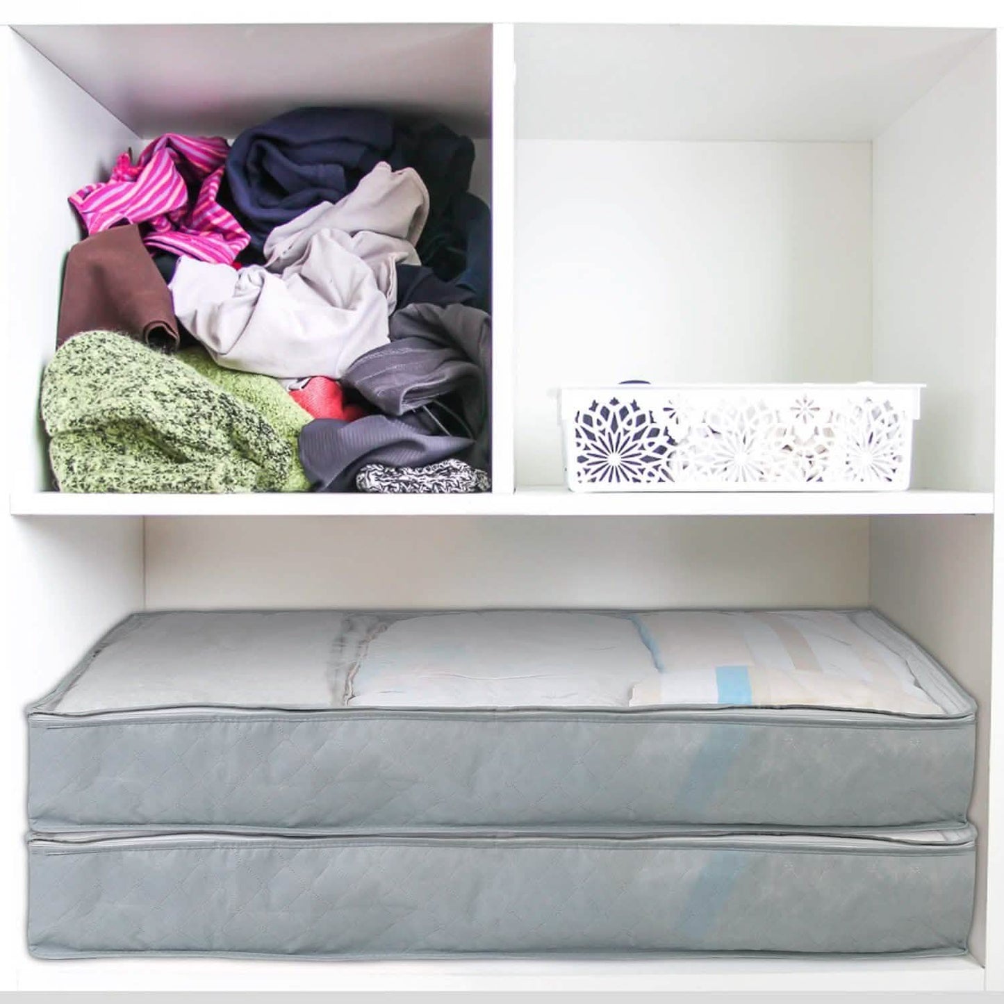 Paquete de 2: Organizador plegable de ropa para debajo de la cama de 70 litros, a prueba de humedad, con cremallera