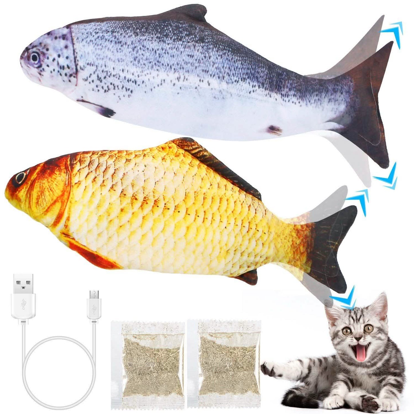 Paquete de 2: Juguete de pez eléctrico móvil para gatos