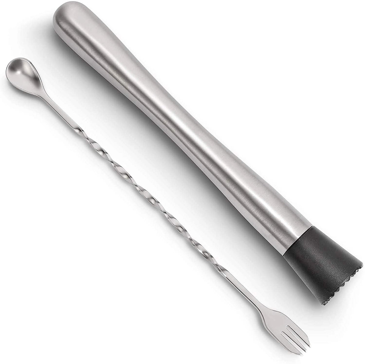 Juego de 2 piezas: Macerador de cócteles y cuchara mezcladora de acero inoxidable de 10 pulgadas Hiware, juego de herramientas para bar en casa