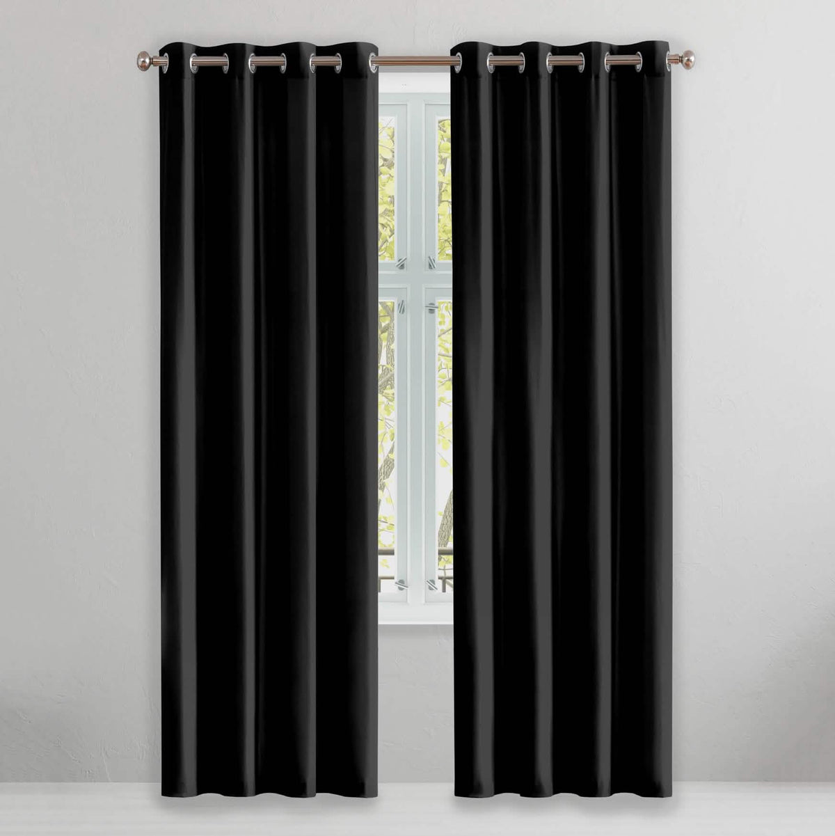 Juego de 2 piezas: Panel doble de cortinas térmicas opacas lisas para ventana
