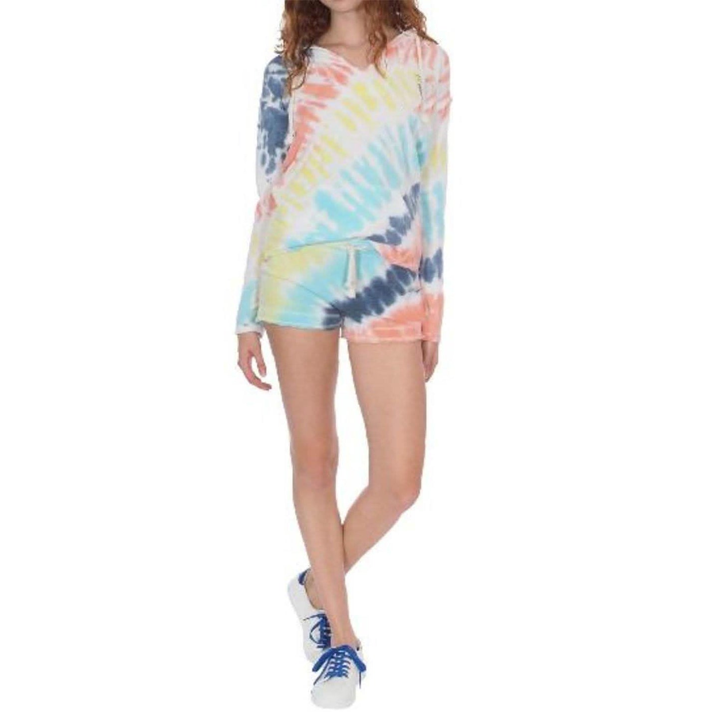 Conjuntos de descanso de 2 piezas: Sudadera con capucha y shorts tie-dye