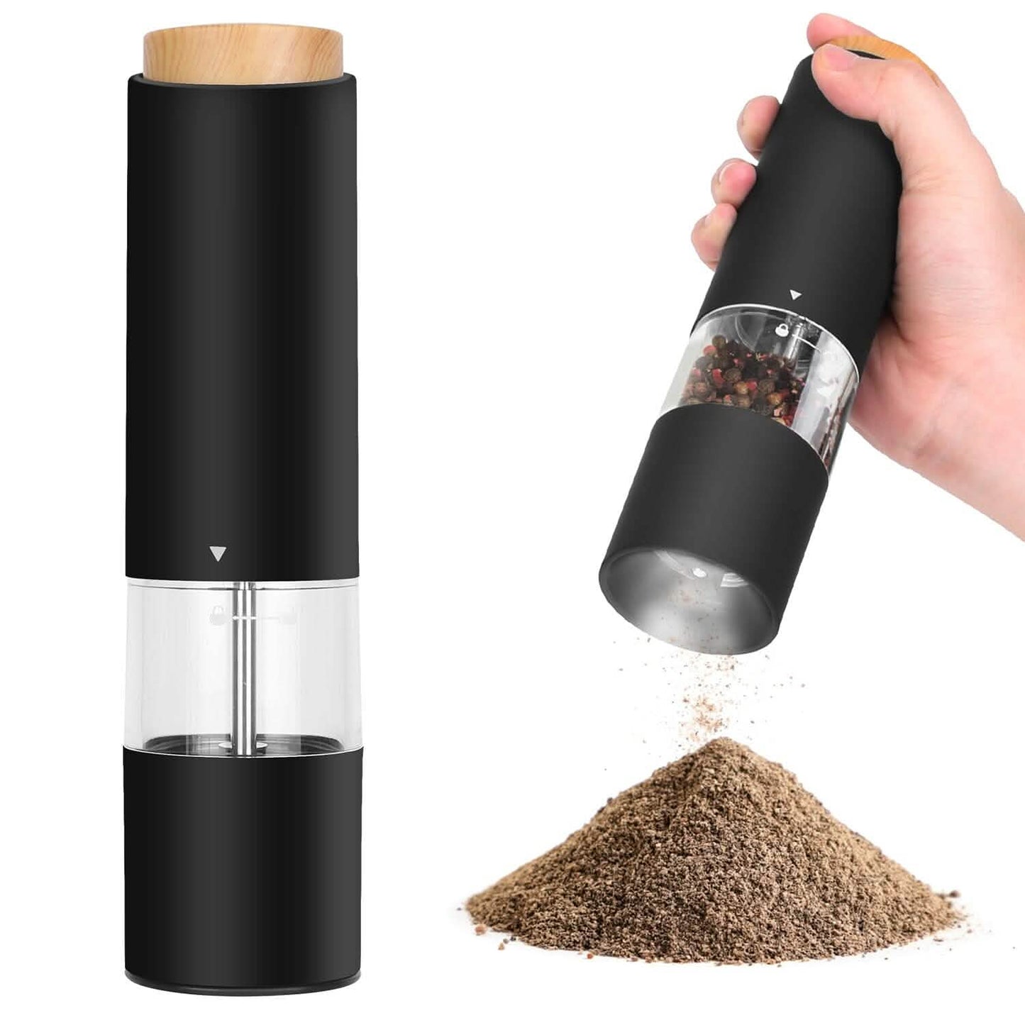 2 piezas: Molinillo eléctrico de sal y pimienta a pilas con grosor ajustable