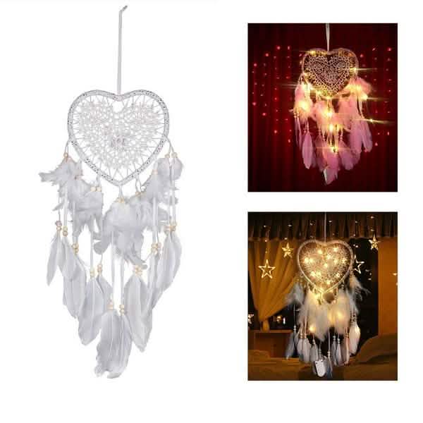 2 Piezas: Atrapasueños romántico de LED con plumas y luz nocturna