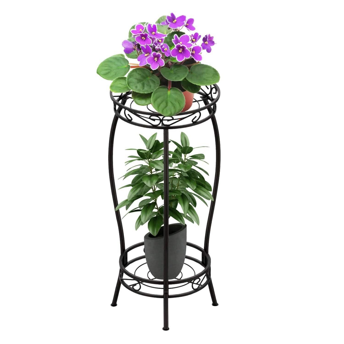 Soporte de estante para plantas alto de 2 niveles