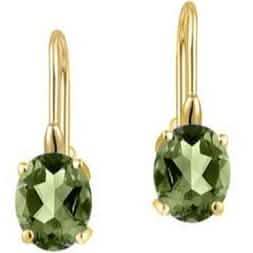 Pendientes de peridoto genuino de 2,00 CTTW con cierre de palanca en oro amarillo de 18k