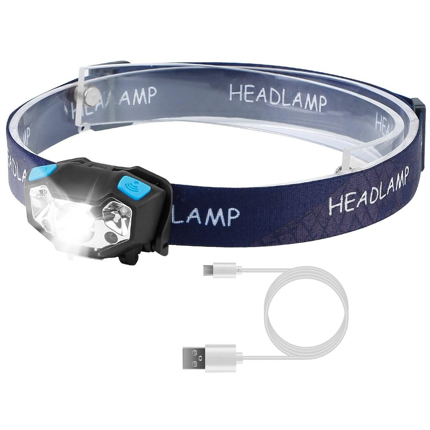 Linterna frontal LED de 20000 lúmenes con sensor de movimiento y recargable por USB