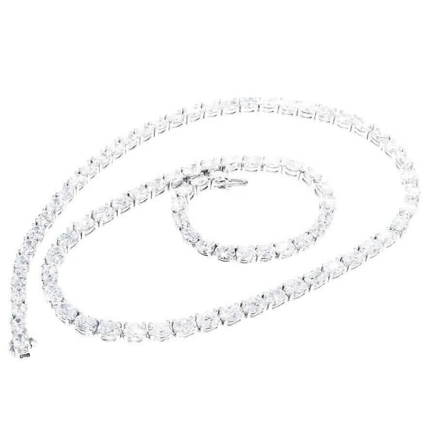 Collar de tenis graduado de platino y oro de 14 quilates con diamante ovalado cultivado en laboratorio de 21,25 ct