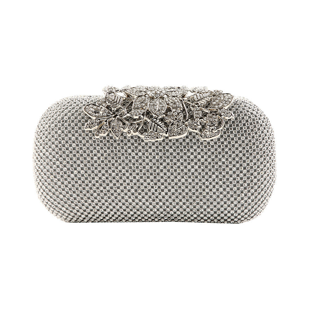 Quality Dinner Handmade Rhinestone Flower Leaf Evening Bags