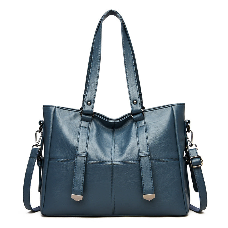 Women's Fashion Solid Color Large Capacity Zipper Handbags