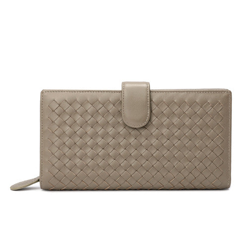 Women's & Men's & Leather Woven Long Clutch Zipper Ladies Wallets