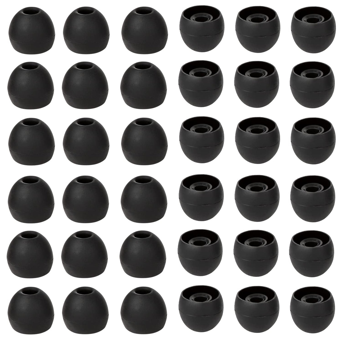 CYADCI 36 Pieces Large Earbud Tips Soft and Comfortable Silicone Earbud Tips Ear Bud Replacement Pieces Silicone Fit Most in-Ear Headphones,Inner Hole 3.8mm -5.5mm,Large Black Earbuds Silicone Tips