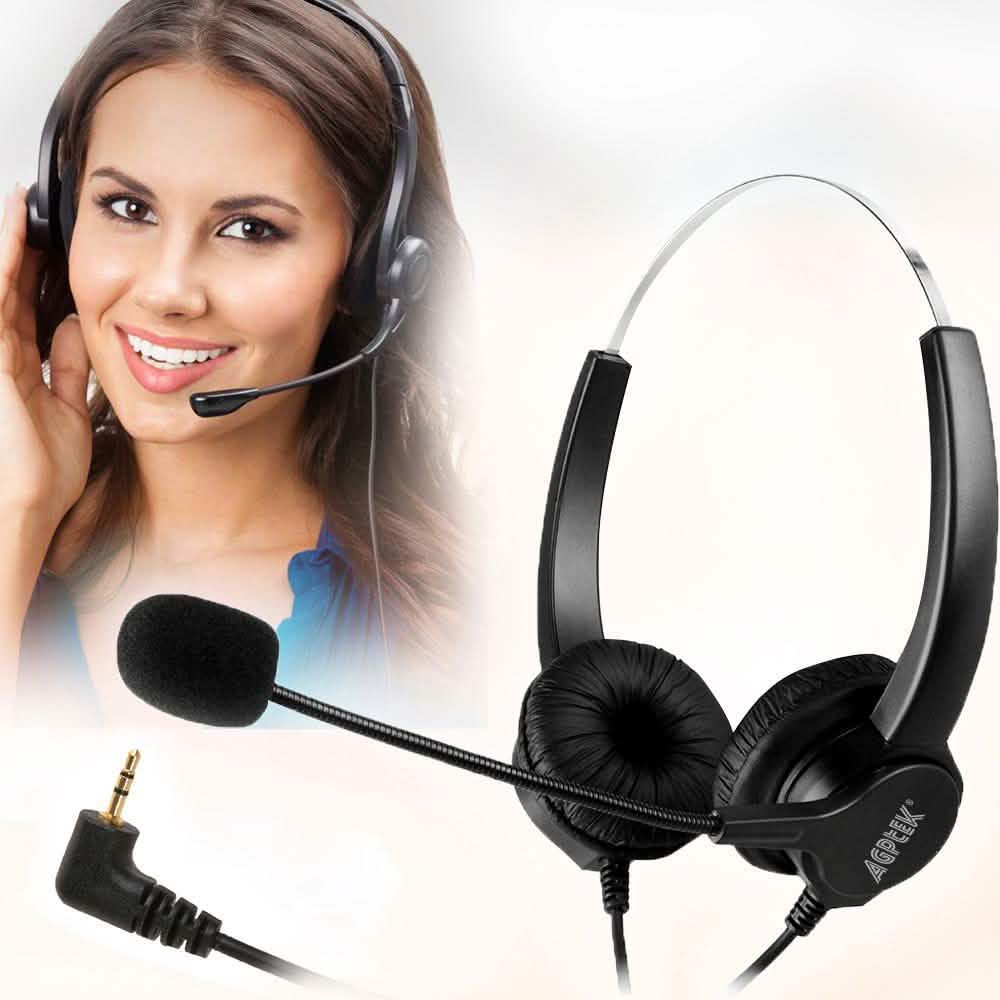 Auriculares dobles de 2.5 mm para teléfonos inalámbricos