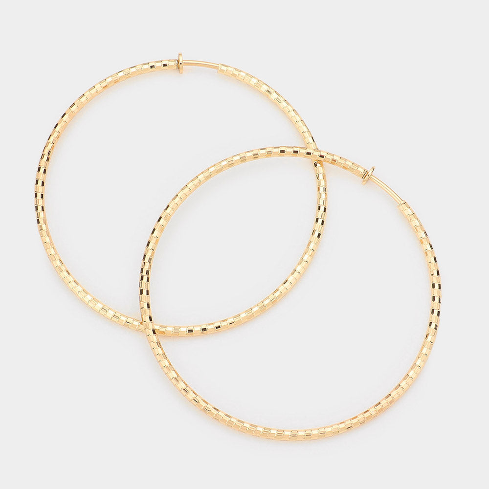 Women's 3 Inch Metal Hoop Clip On Earrings