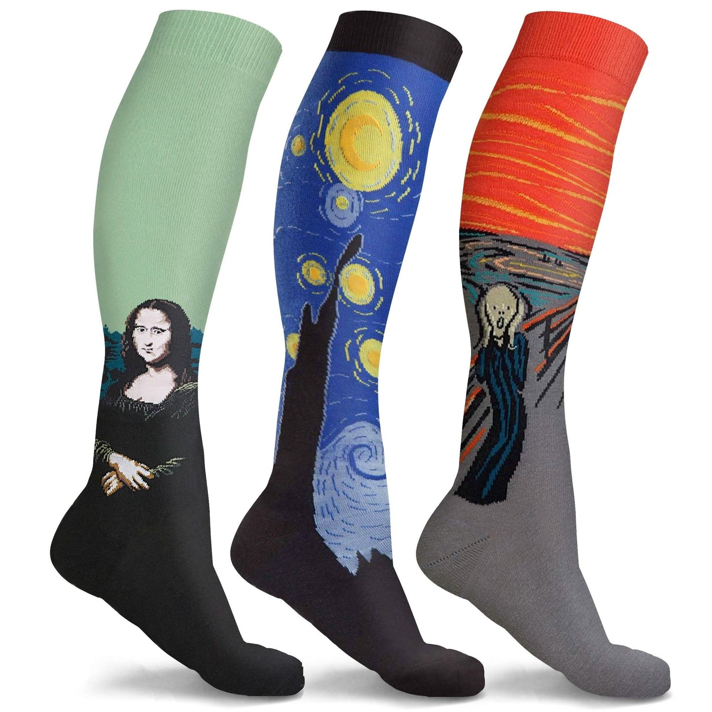 3 o 6 pares: Calcetines de compresión DCF Famous Art Paintings