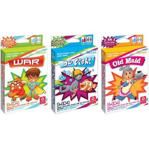Paquete de 3: Juegos de Cartas 2 en 1 para Niños