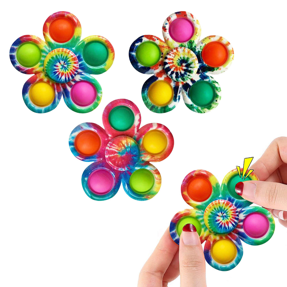 Paquete de 3: Pop Fidget Popper - Fidget Spinner de burbujas 2 en 1