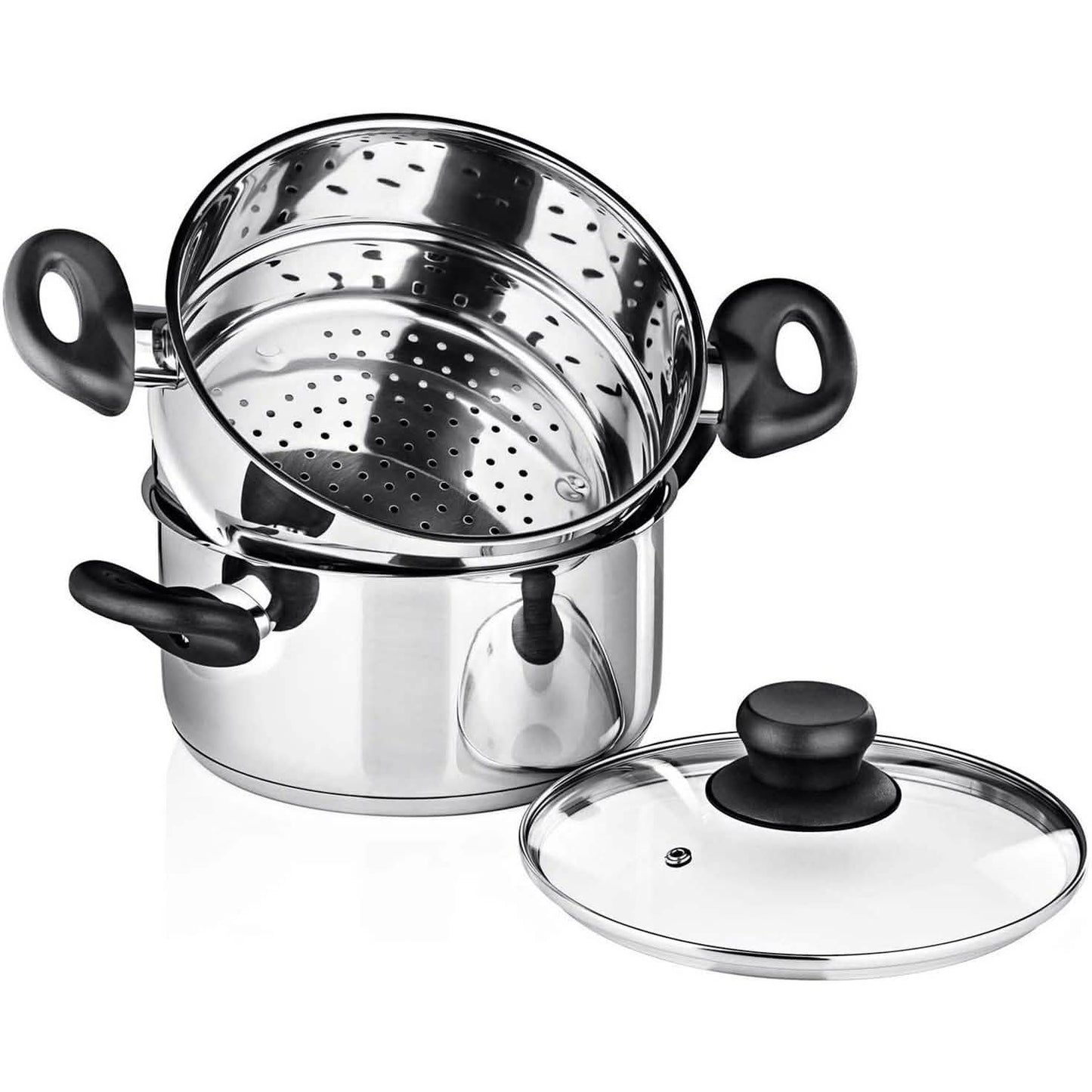 Juego de 3 piezas: Juego de canasta vaporera de acero inoxidable de 2 cuartos Chef's Star