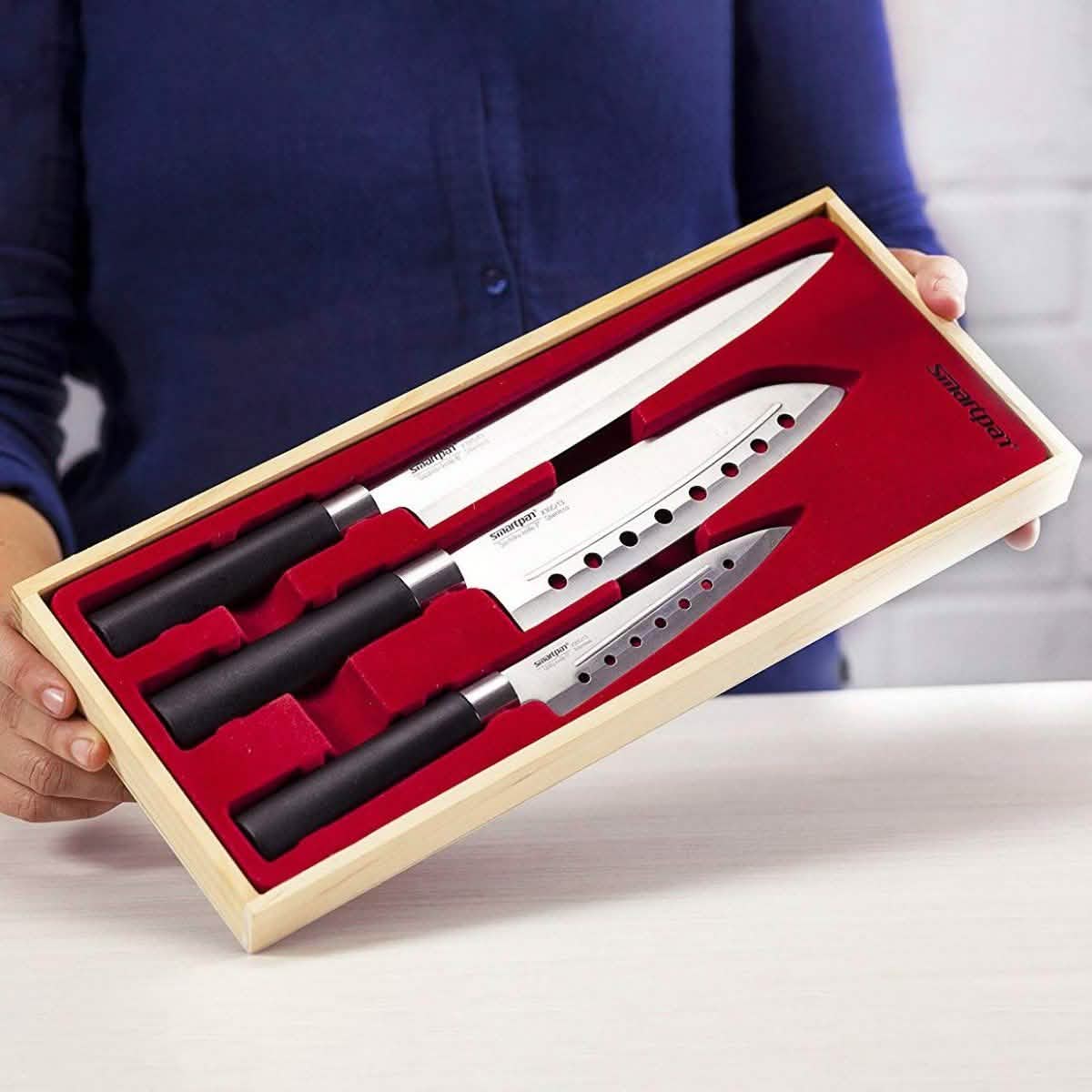 Juego de 3 piezas: Cuchillos de cocina de acero inoxidable Smart Pan