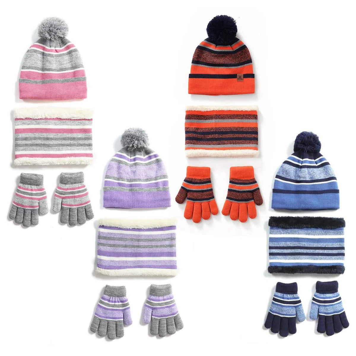 Set de 3 piezas: gorro de lana, guantes y bufanda para niños de 4 a 7 años