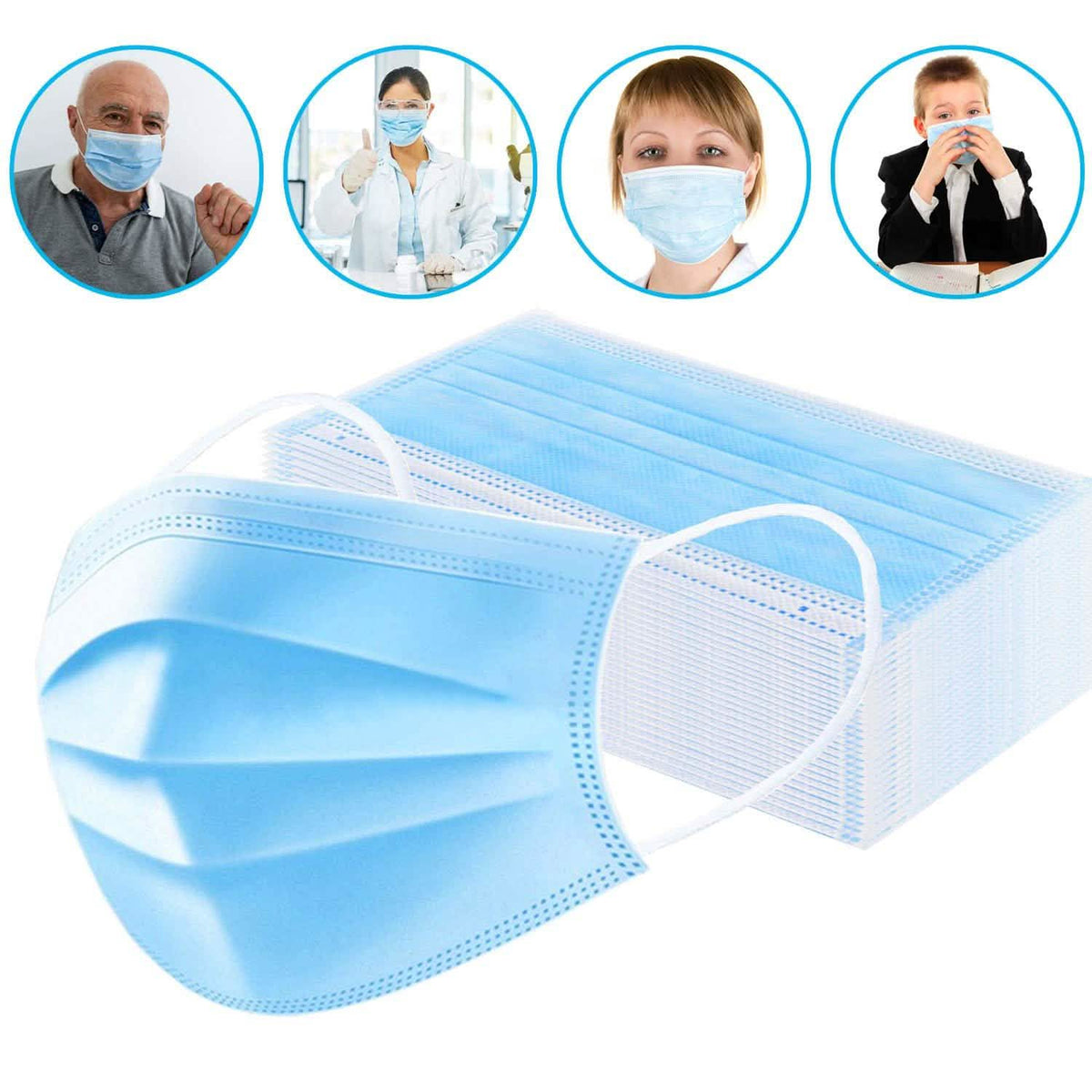 Lote de mascarillas sanitarias quirúrgicas desechables no médicas de 3 capas con gancho para la oreja