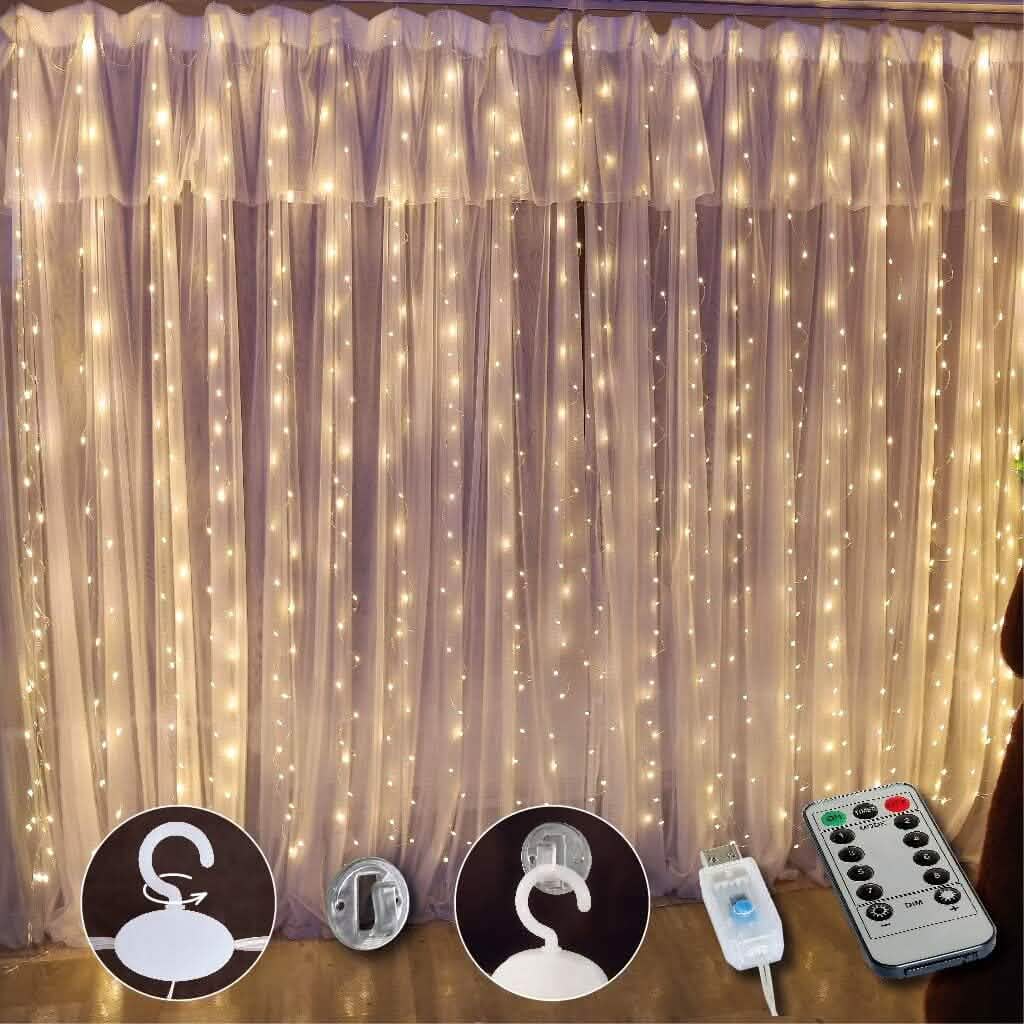 300 LED Curtain Fairy Lights