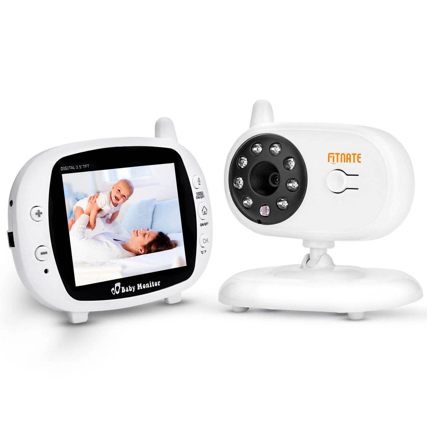 3.5" Monitor Inalámbrico de Bebé con Audio y Video, Cámara Digital, Visión Nocturna y Visor de Seguridad