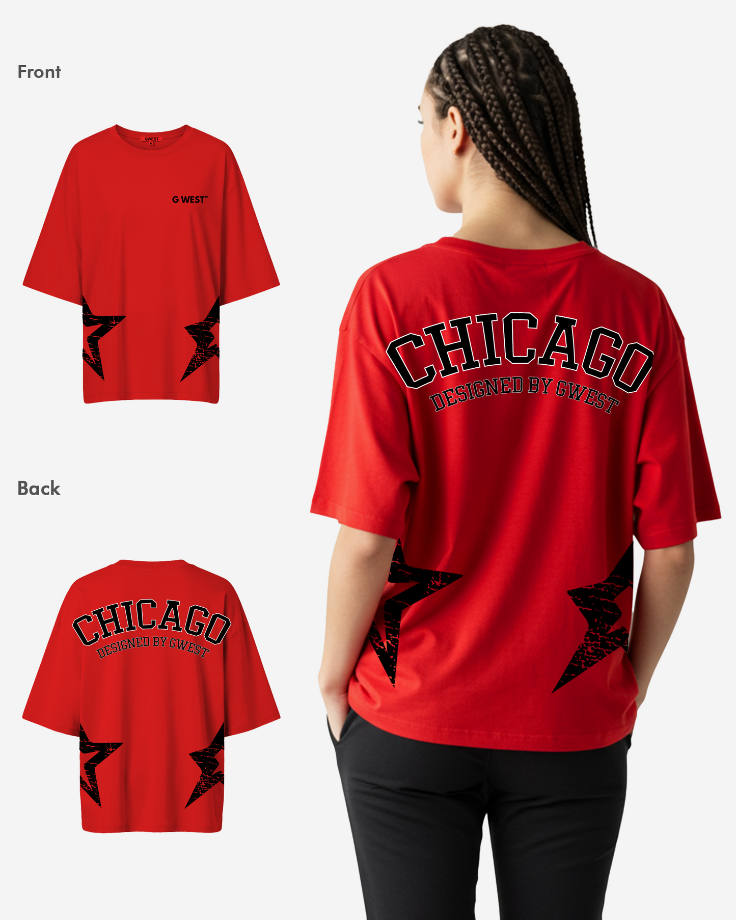 G West Womens Oversized Chicago Arch Logo Tee