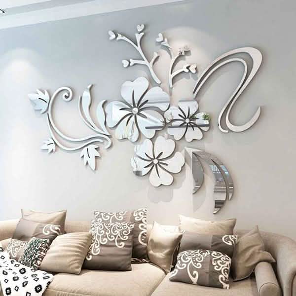 Pegatina de pared removible 3D Espejo Flor
