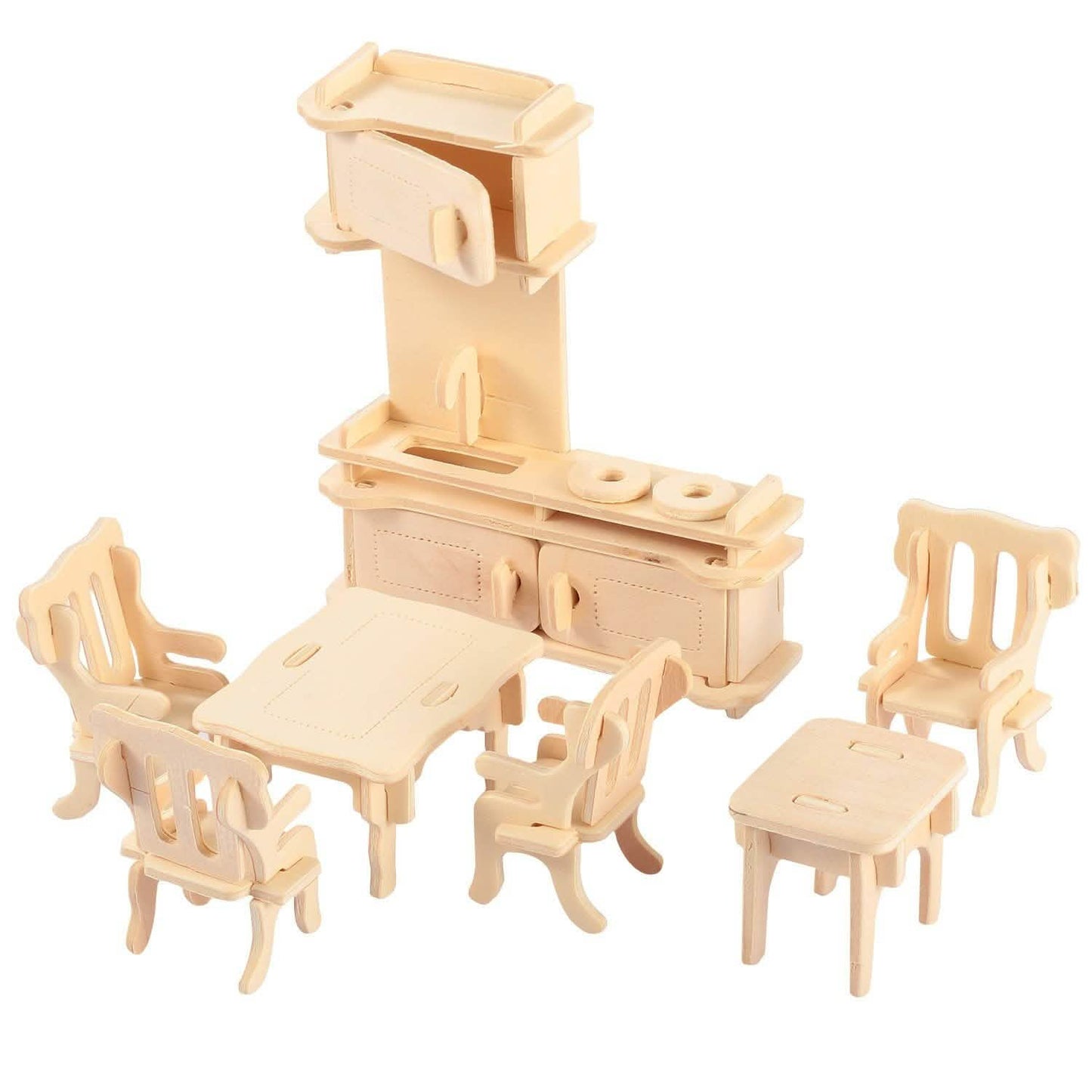 Puzles 3D de muebles de madera para casa de muñecas