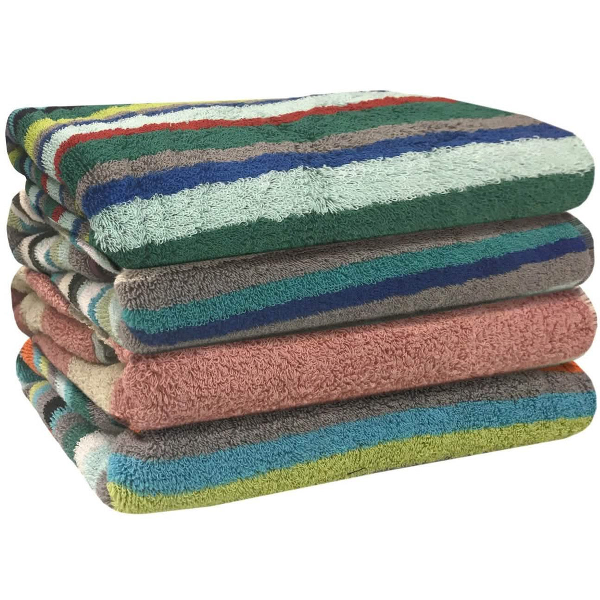 Paquete de 4: Toallas de baño de algodón 100% extrasuaves multicolor