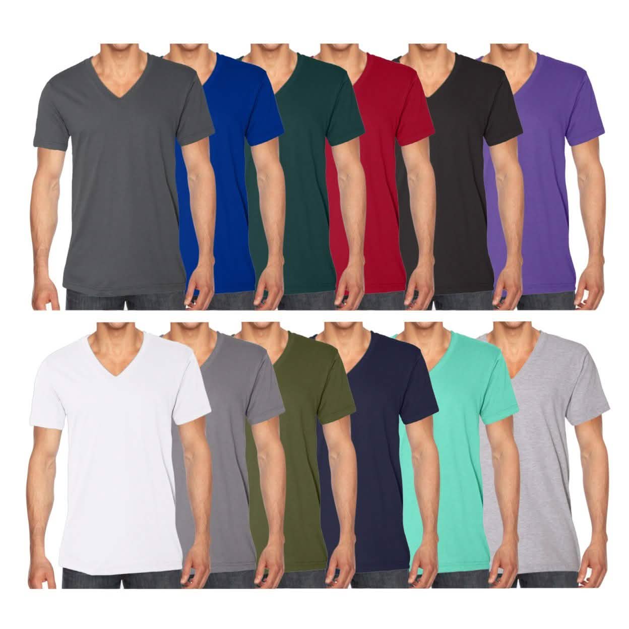 Paquete de 4: Camisetas American Apparel de hombre de cuello en V y manga corta