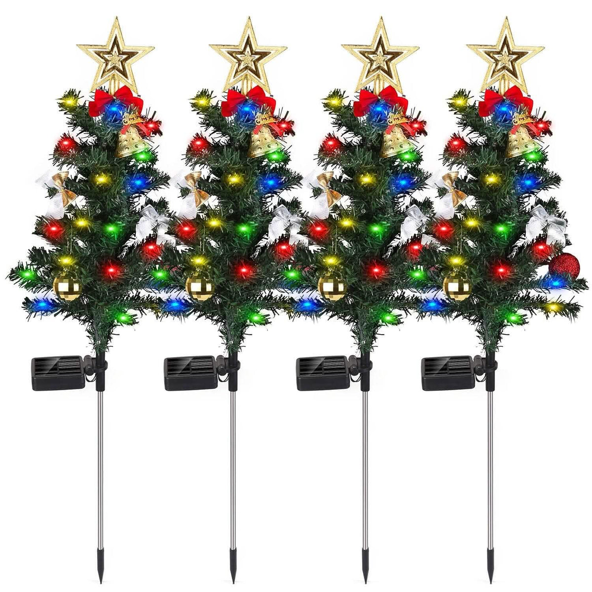 Paquete de 4: Luces Solares de Árbol de Navidad para Jardín