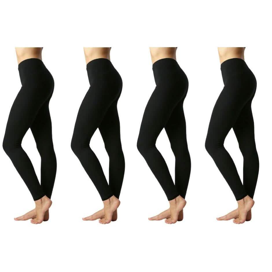 Paquete de 4: Leggings largos de algodón prémium para mujer