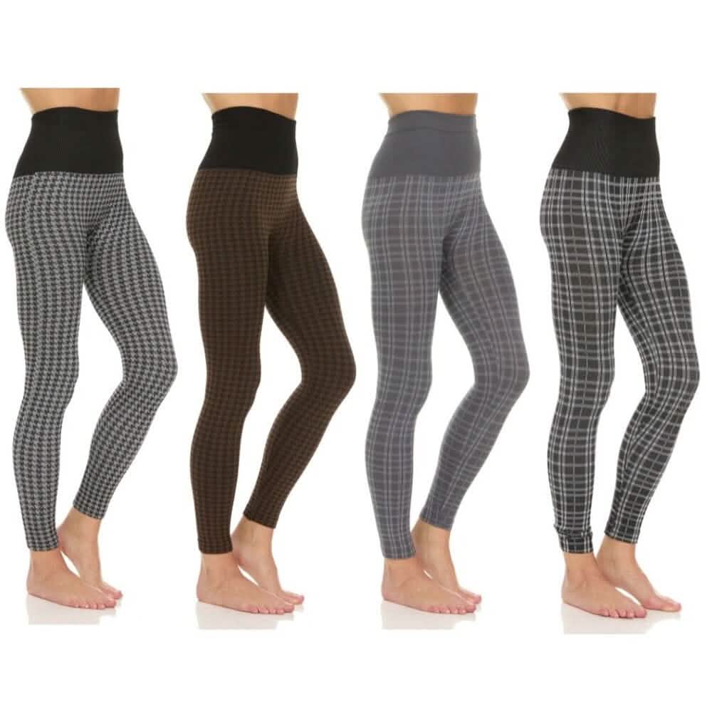 Paquete de 4: Leggings de lana estampados de cintura alta para mujer