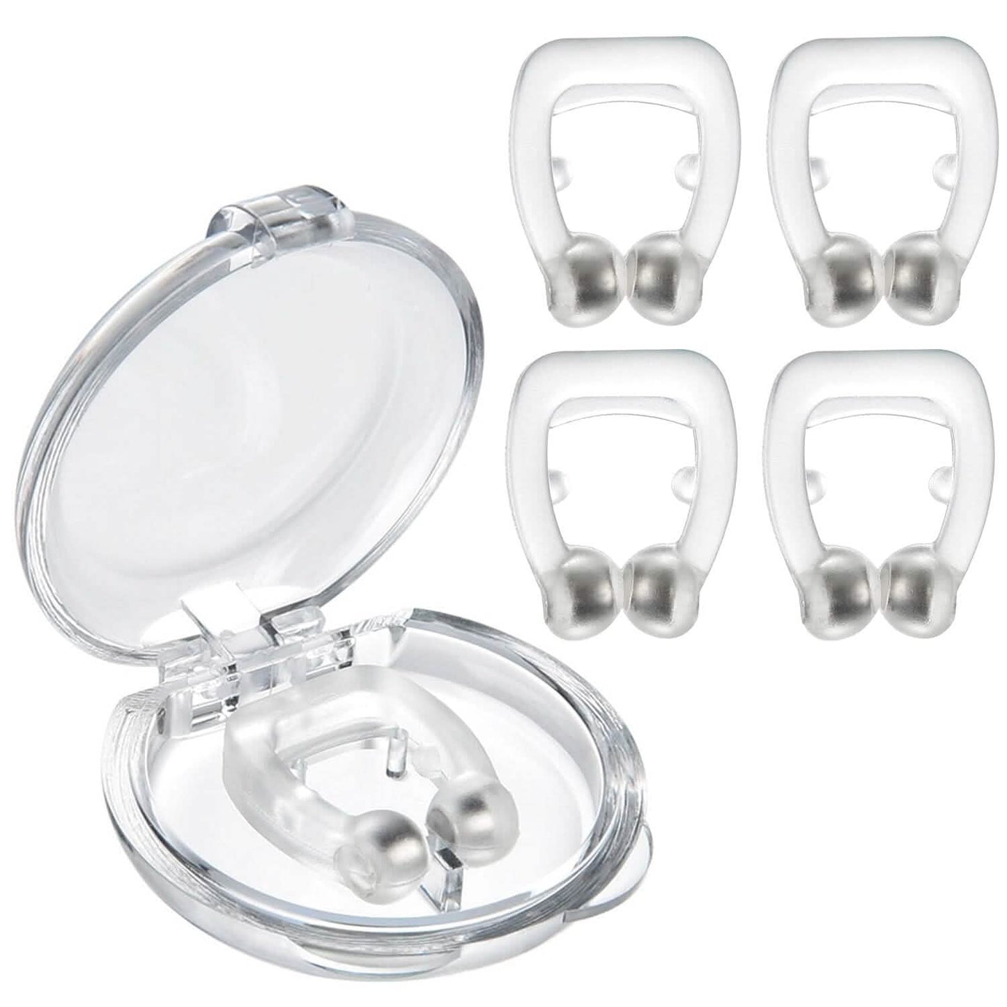 4 Piezas: Dispositivo Magnético Antirronquidos con Clip Nasal
