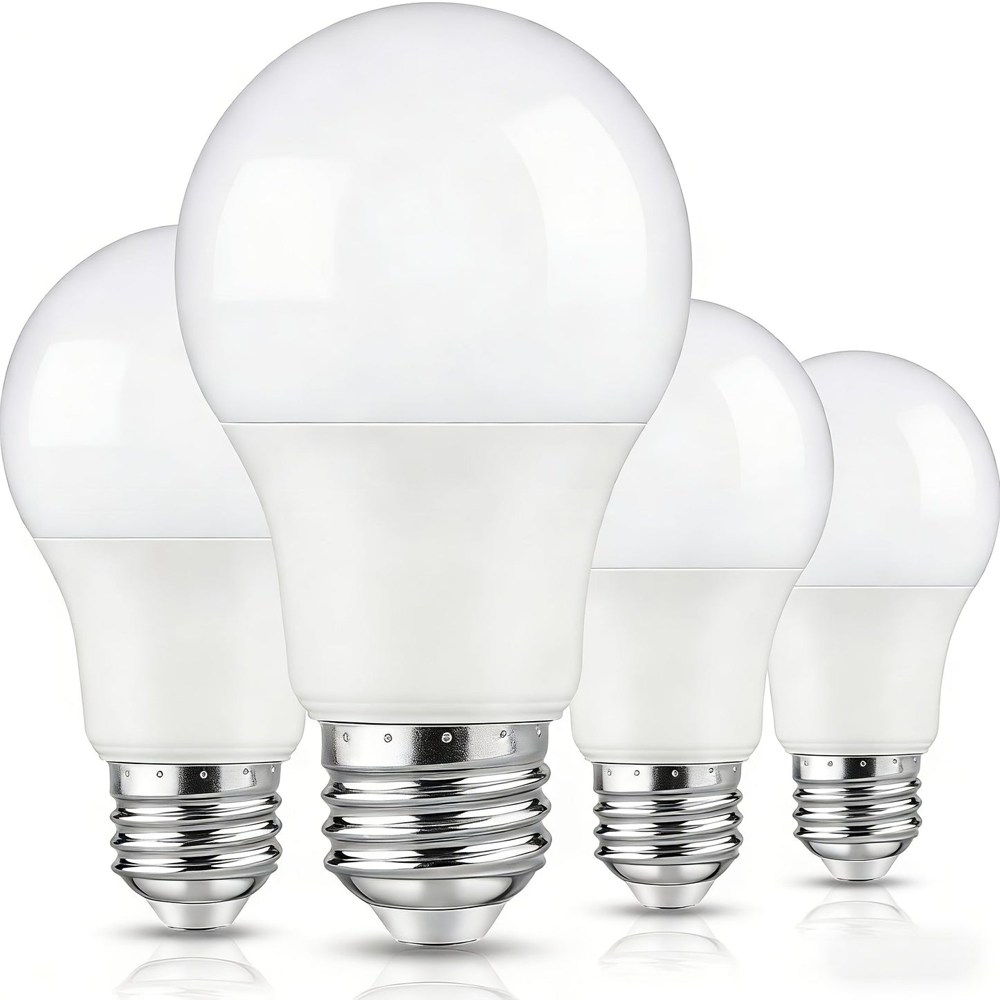 Paquete de 4 bombillas LED A19, equivalente a 60W, blanco suave o luz de día fría, base E26, no regulable