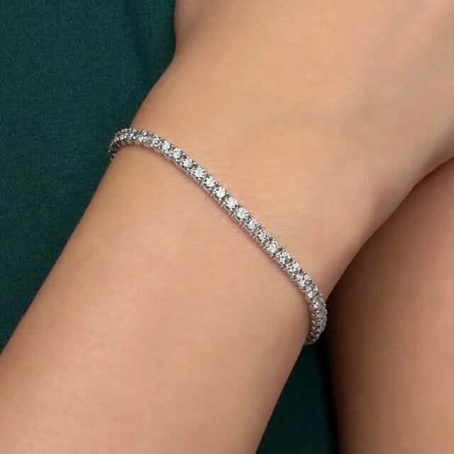 Pulsera tenis de diamantes cultivados en laboratorio de corte brillante redondo de 5 ct en oro blanco de 14K