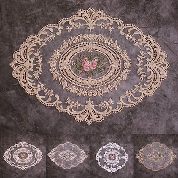 Paquete de 5: Manteles individuales de encaje vintage bordados de 3 estilos