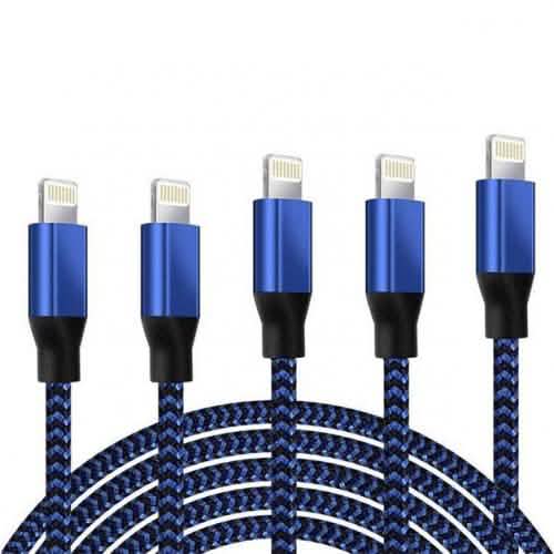 Paquete de 5: Cables de carga USB Lightning trenzados de alta resistencia para iPhone