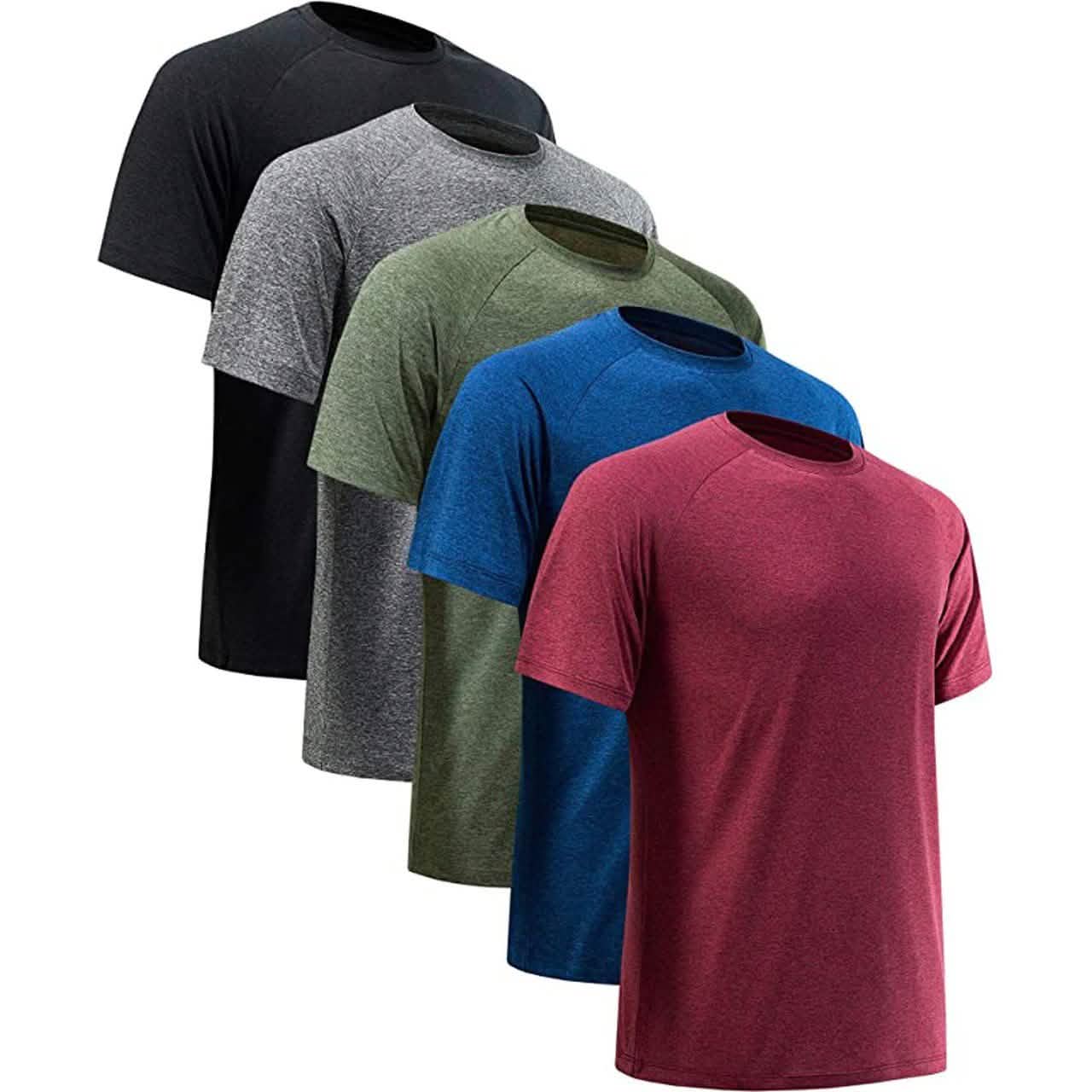 Paquete de 5: camisetas de rendimiento atléticas Dry-Fit activas para hombre