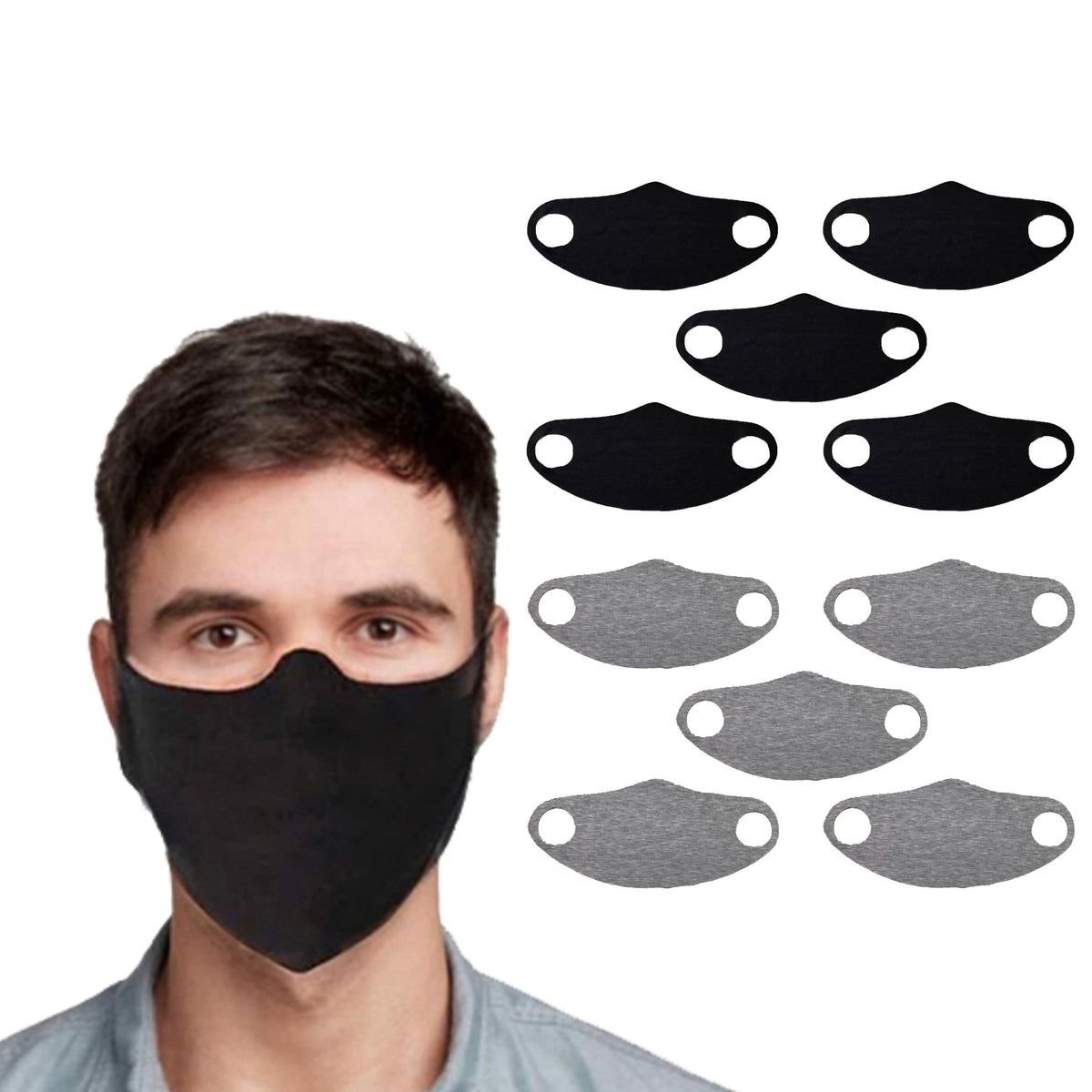 Paquete de 5: Mascarilla sin costuras de tela elástica, reutilizable y lavable para hombres y mujeres