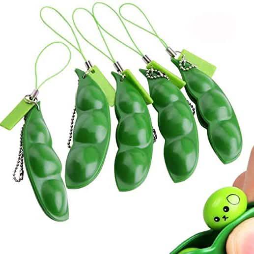 Paquete de 5: Juguete para Apretar de Edamame con Llavero