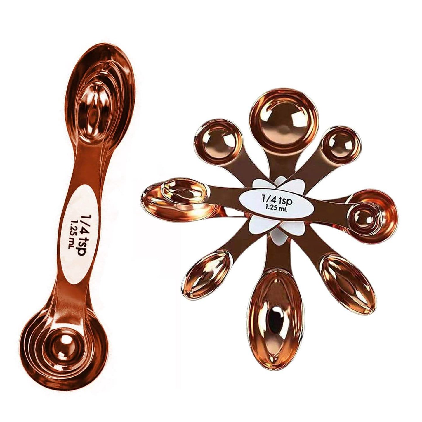 Set de 5 piezas: Cucharas medidoras magnéticas apilables de cobre de doble cara