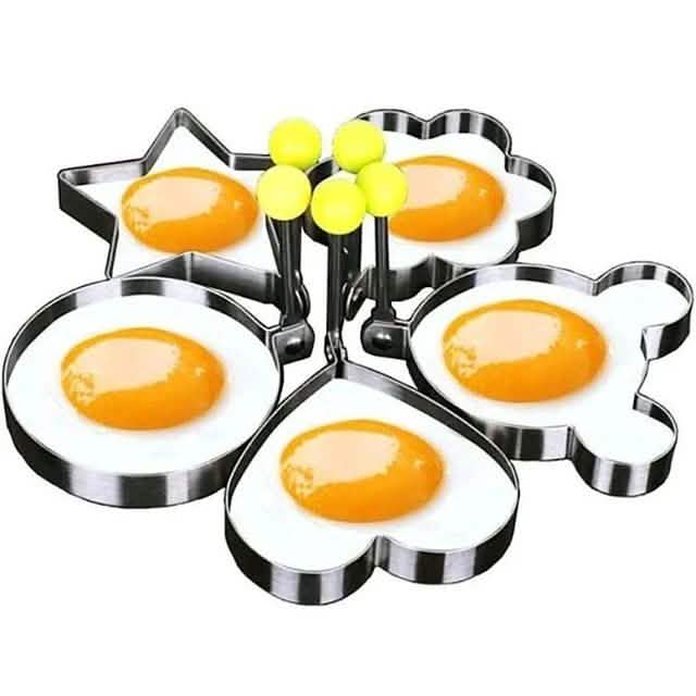 Juego de 5 piezas: moldes con formas para huevos fritos y tortitas