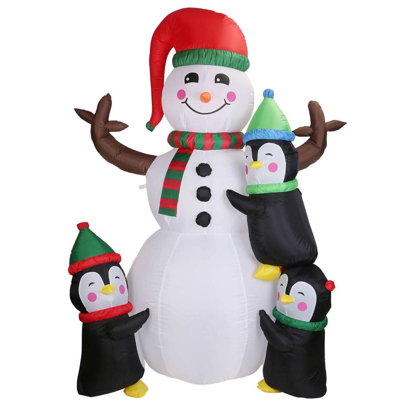 Muñeco de nieve y pingüino inflables de 1.8 m para patio con luz LED y soplador de aire incorporado