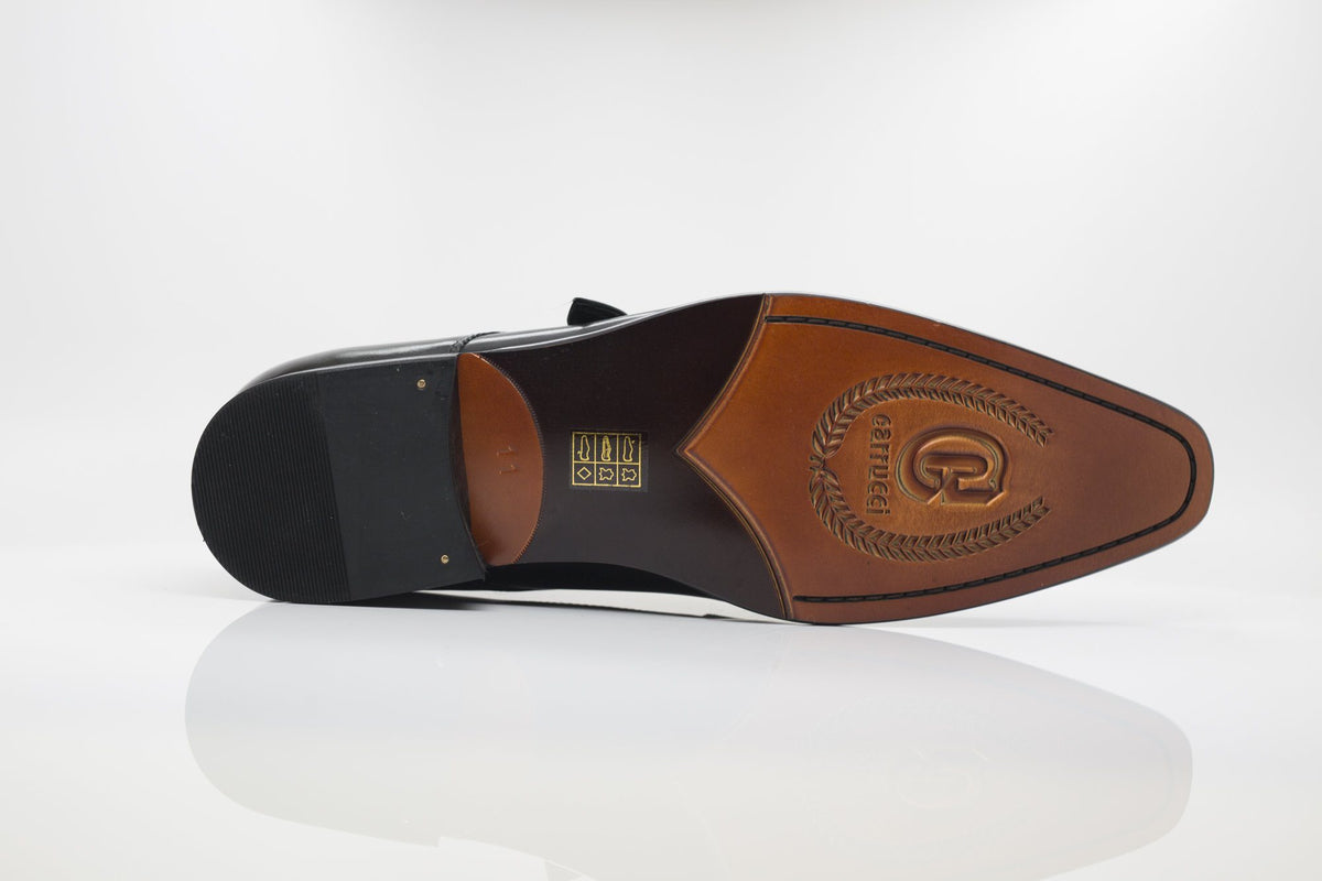 Carrucci Monkstrap Calfskin Shoes - Black
