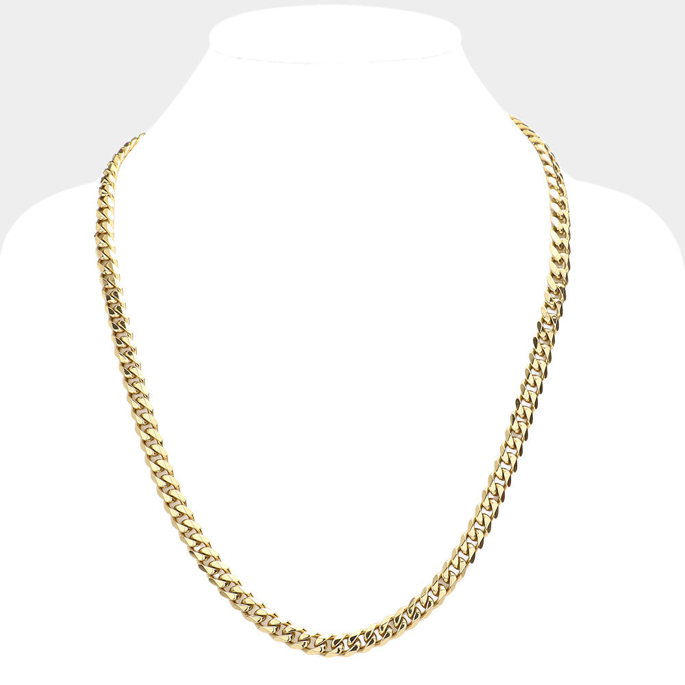 6 Diamond Cut Stainless Steel 24 Inch 8mm Cuban Metal Chain Necklace