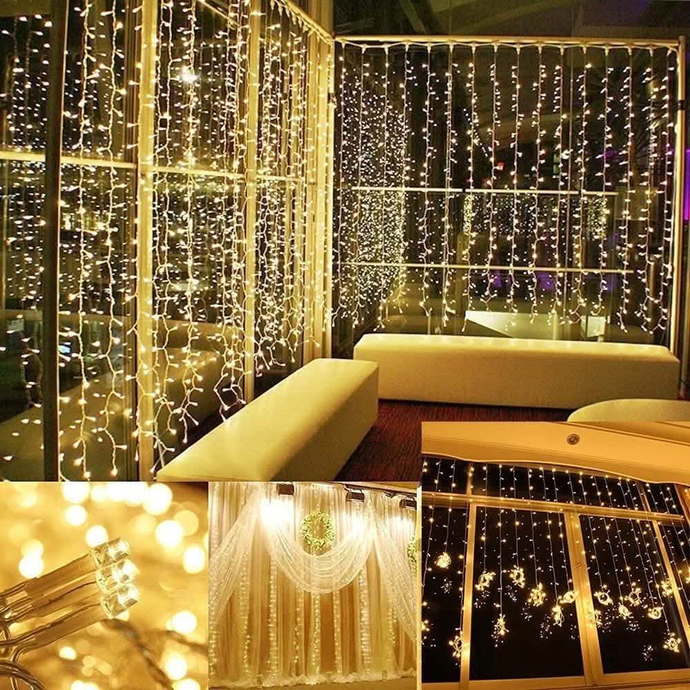 Luces LED tipo cortina de 600 LED, 3 x 6 m, con 8 modos de iluminación y función de memoria