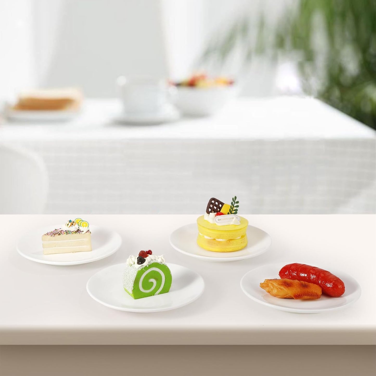 16 Platos de Postre de Porcelana, Platos de Aperitivo Blancos de 6 Pulgadas, Platos Pequeños Redondos Blancos, Platos Pequeños para Aperitivos, Plato de Postre de Cerámica para Aperitivos de Pastel, Aptos para Microondas y Lavavajillas