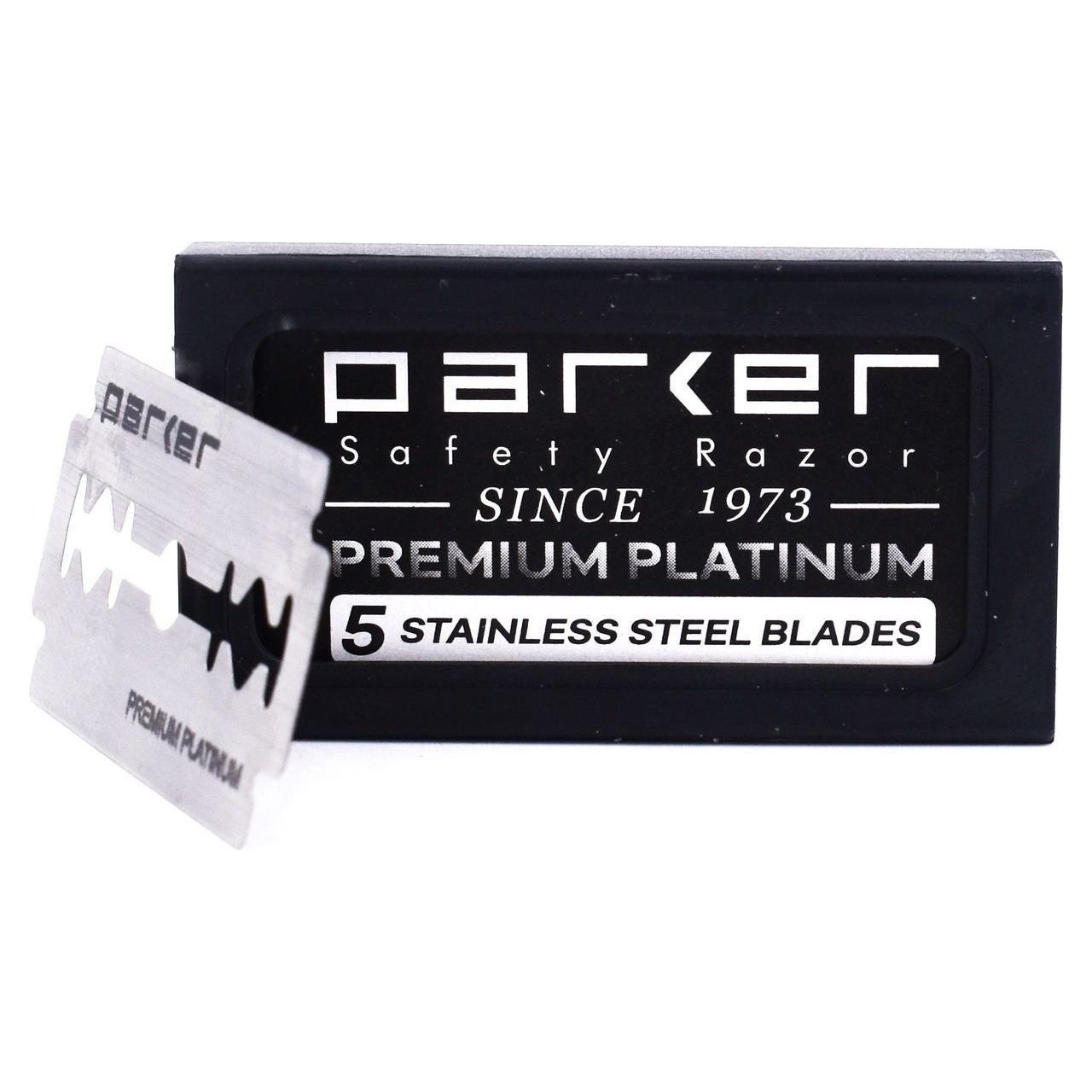 Parker Premium Platinum Stainless Steel DE Razor Blade - 5 Blades